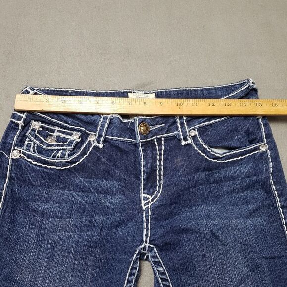 L.A. IDOL Thick Stitching Bling SKINNY JEANS sz 9 / 31 CRYSTAL STUDS Flap pocket - Picture 15 of 16